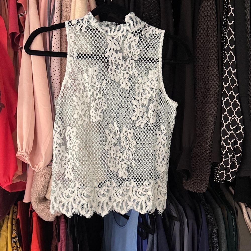 Topshop Blue Lace Tank Top - Picture 4 of 7